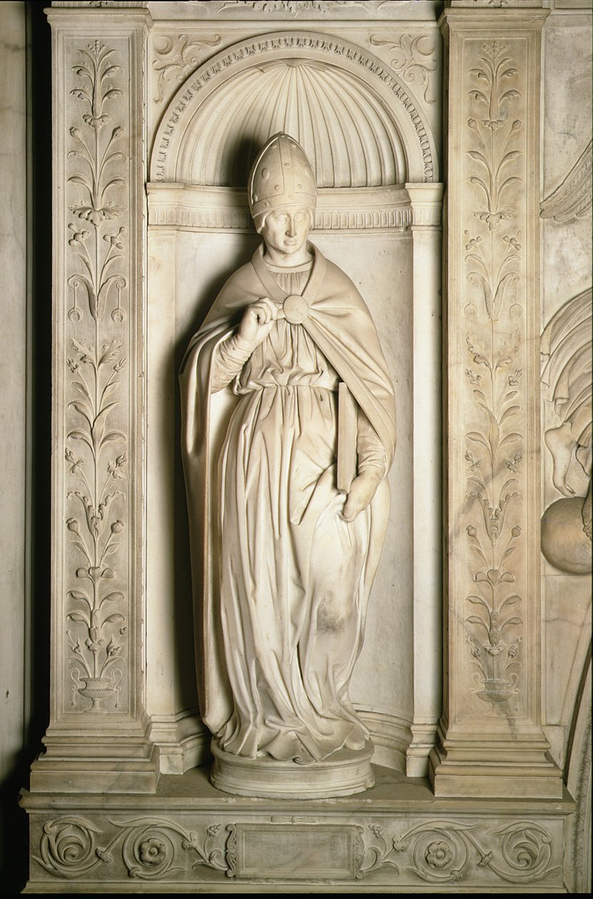 St. Pius, fra Piccolomini-alteret, 1501-4 (marmor) av Michelangelo Buonarroti