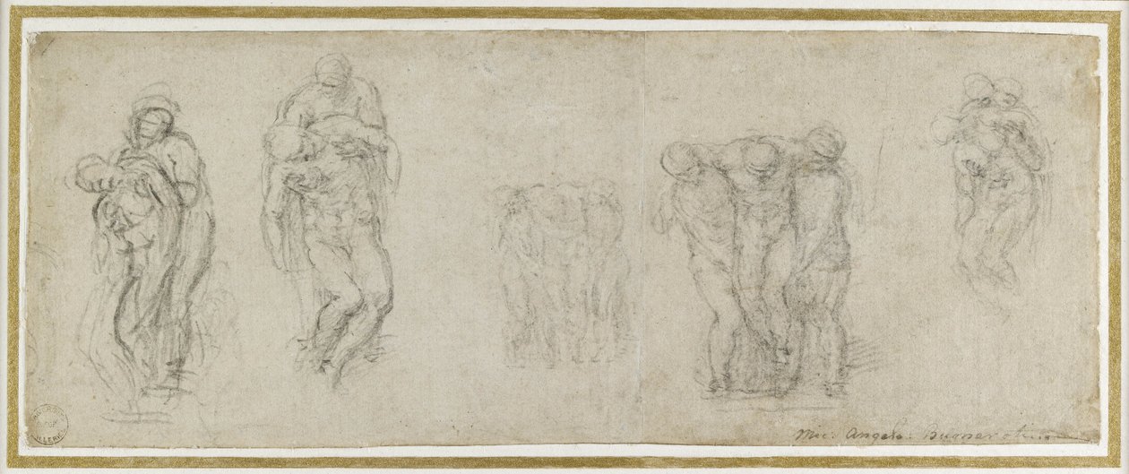 Studier for Pieta Rondanini, ca. 1552 (kritt på papir) av Michelangelo Buonarroti