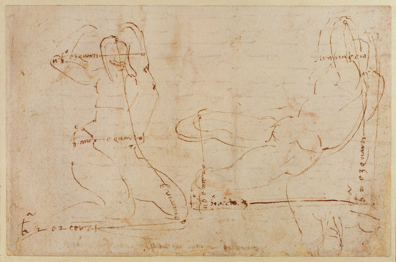 Studer for River God av Michelangelo Buonarroti
