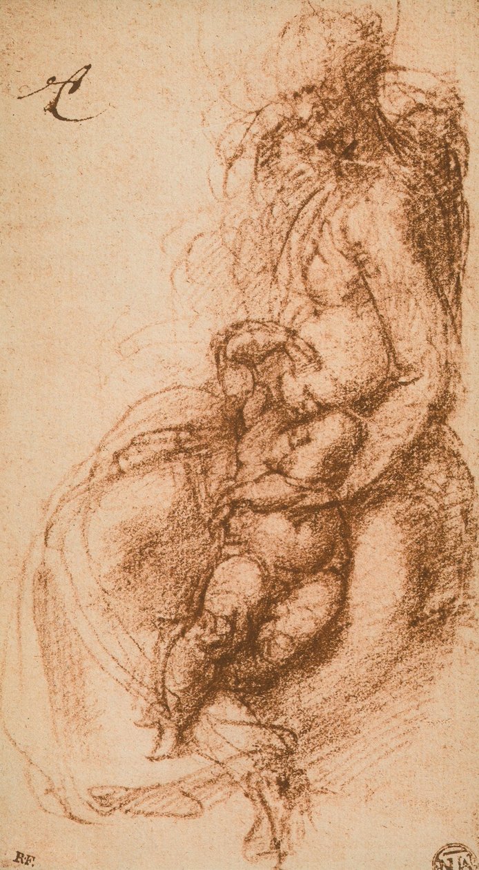 Studie for en Madonna og et barn; tegning av Michelangelo. Louvre, Paris av Michelangelo Buonarroti