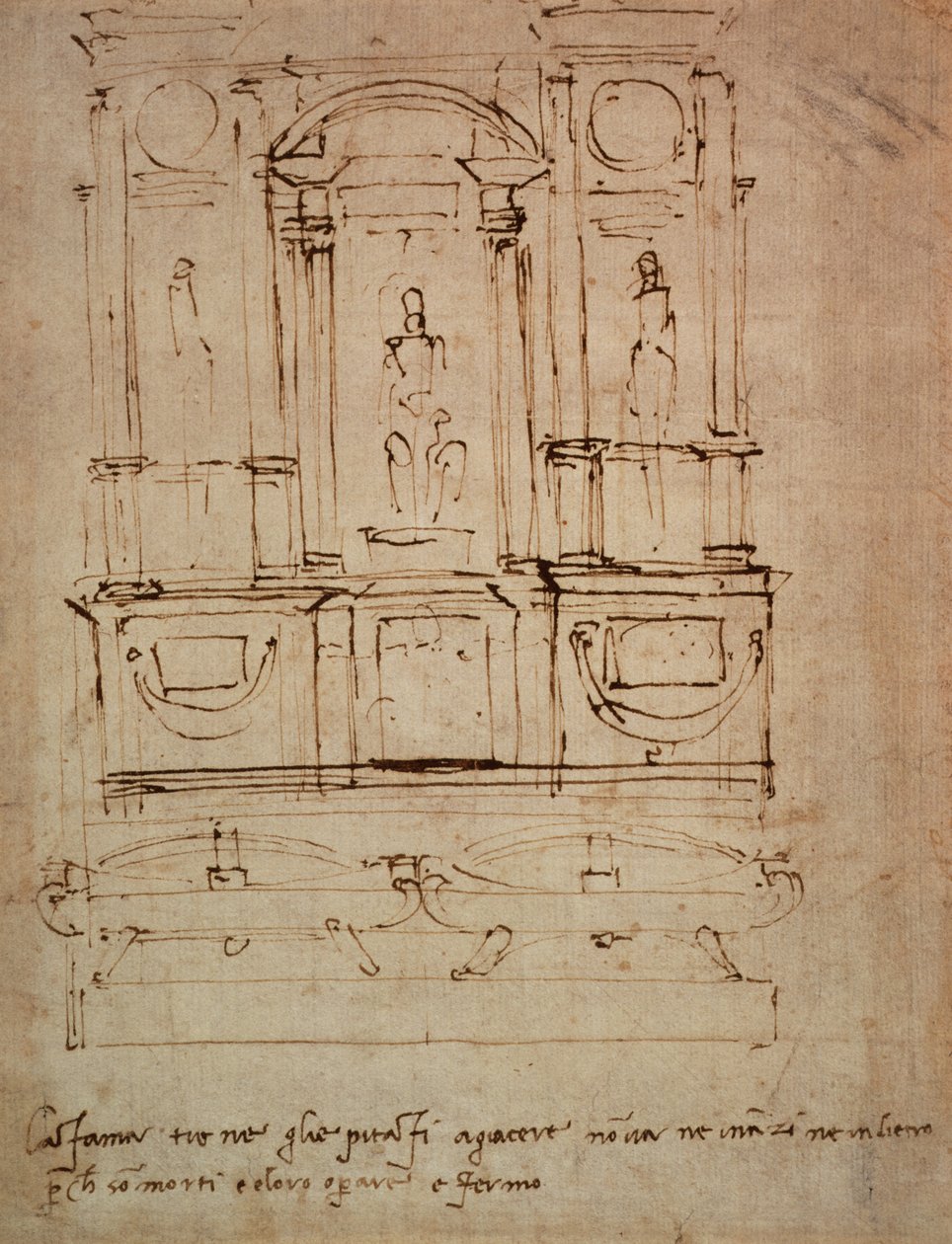 Studer for en dobbel grav for Medici-gravene i det nye sakristiet, 1521 av Michelangelo Buonarroti
