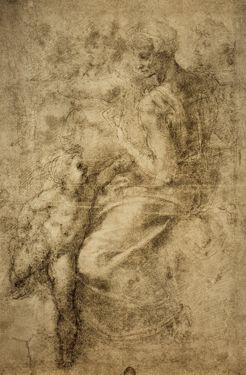 Studer for en sibylle av Det sixtinske kapell; tegning av Michelangelo. Gallerie dellAccademia, Venezia av Michelangelo Buonarroti