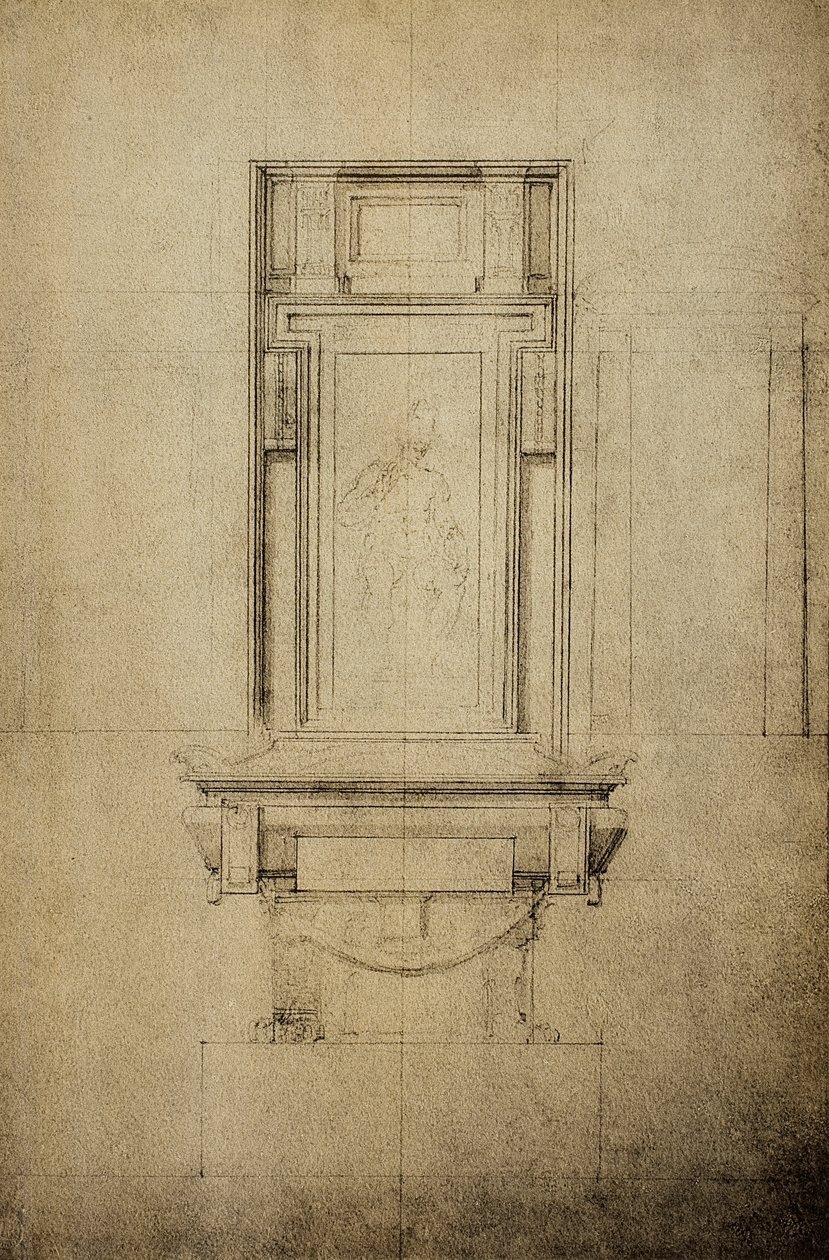 Studer for et av monumentene i Medici-kapellet i basilikaen San Lorenzo; tegning av Michelangelo. Casa Buonarroti, Firenze av Michelangelo Buonarroti