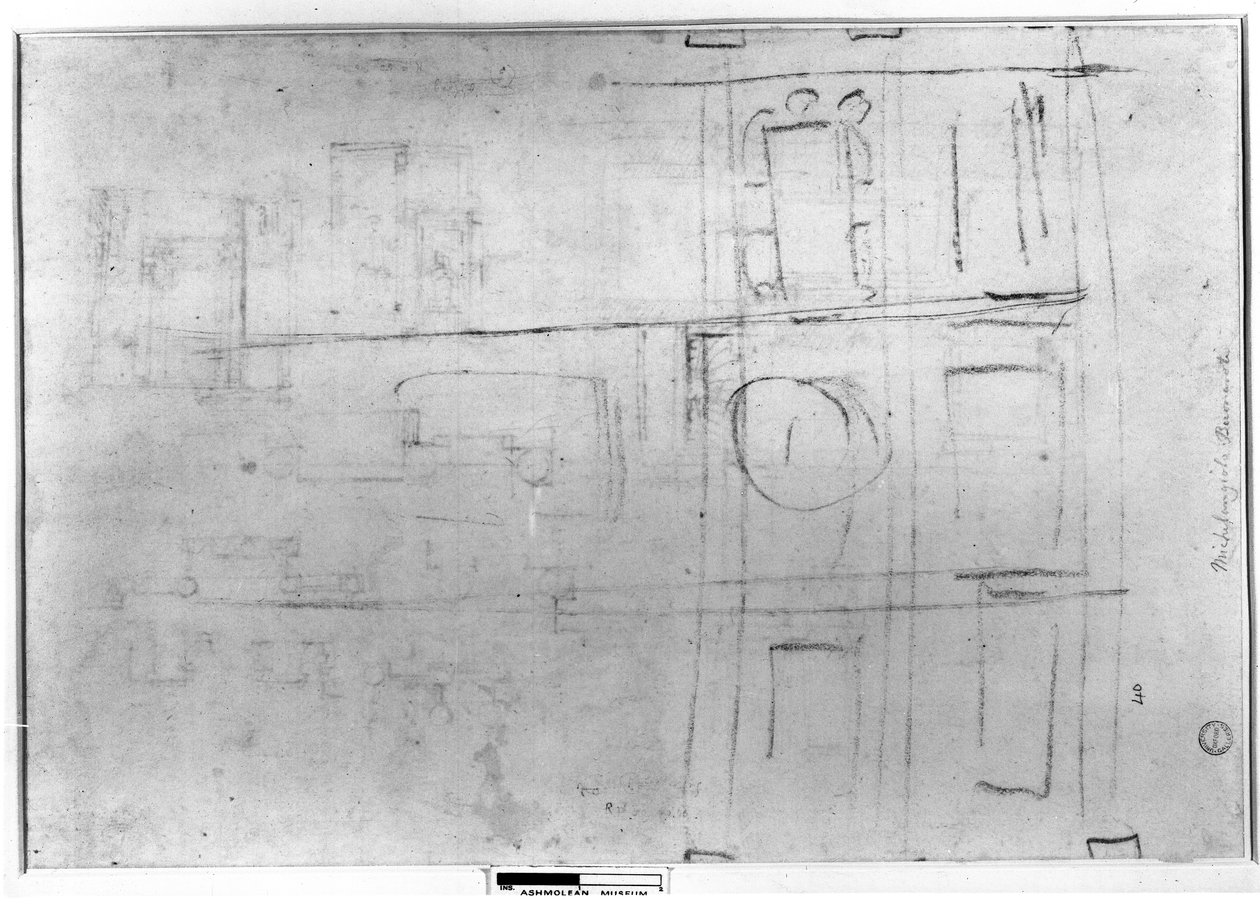 Studie for taket til Laurentian Library, 1524 av Michelangelo Buonarroti