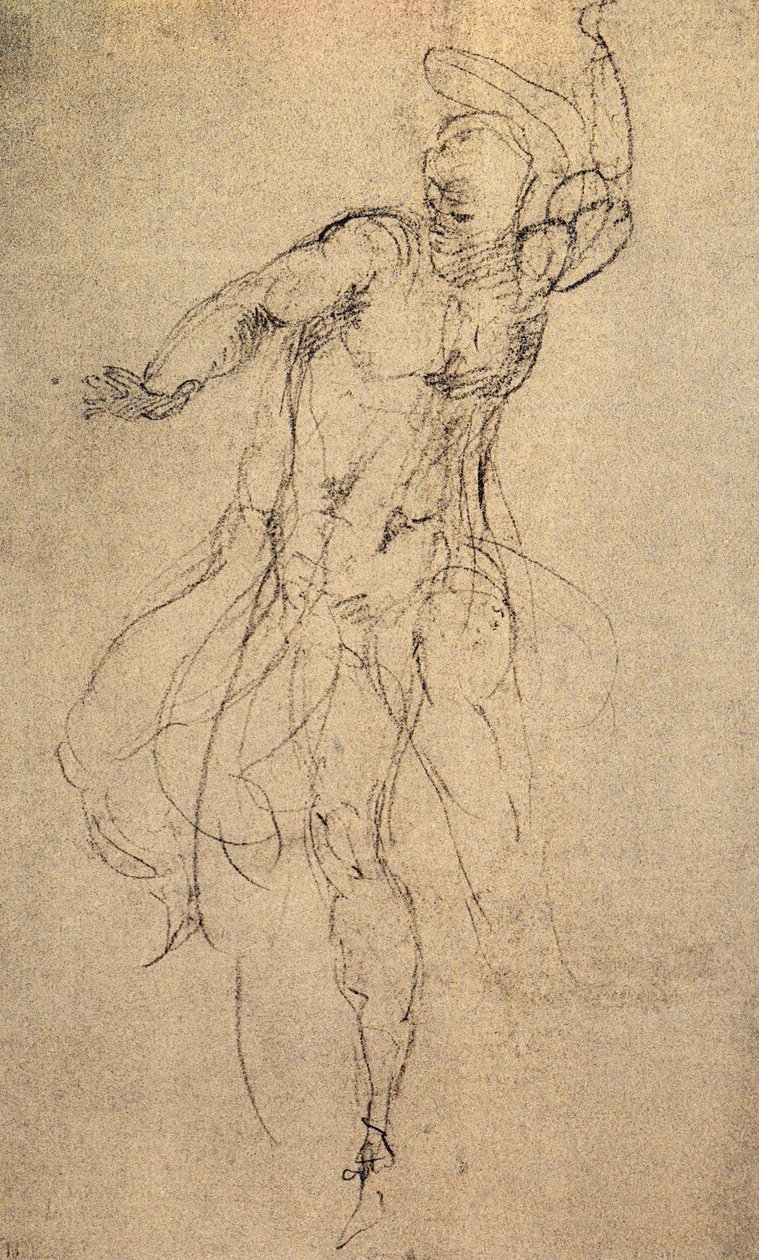 Studie for den siste dommen; tegning av Michelangelo. Casa Buonarroti, Firenze av Michelangelo Buonarroti