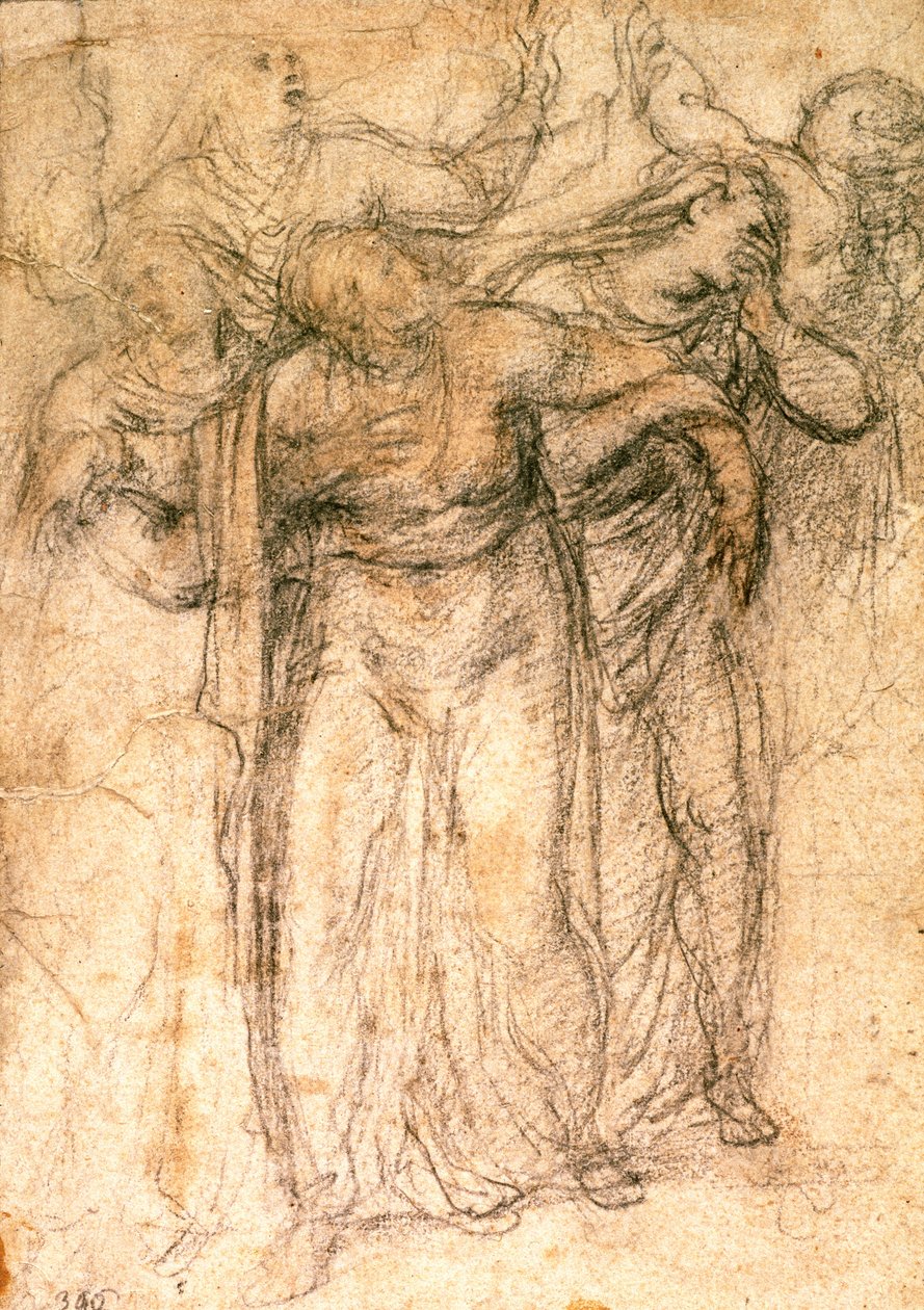Study of Mourning Women (kull på papir) (recto) av Michelangelo Buonarroti