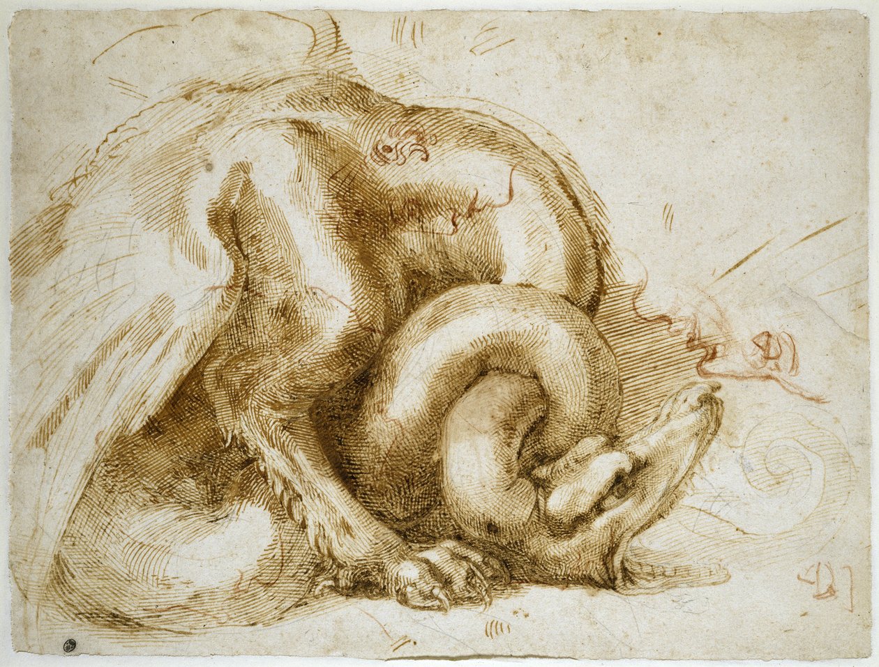 Studie av et bevinget monster, ca. 1525 (rødt og svart kritt på papir) av Michelangelo Buonarroti