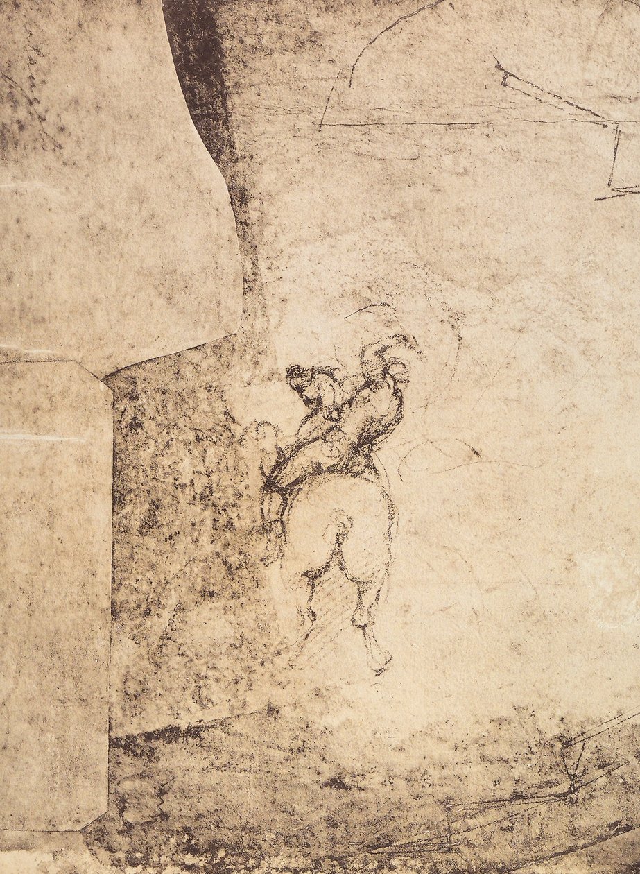 Studie av en rytter: tegning av Michelangelo, Cabinet of Drawings and Prints, Uffizi Gallery, Firenze av Michelangelo Buonarroti