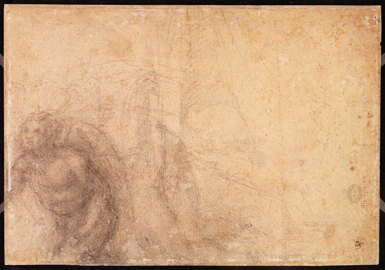 Studie av en engel (kull på papir) (verso) av Michelangelo Buonarroti