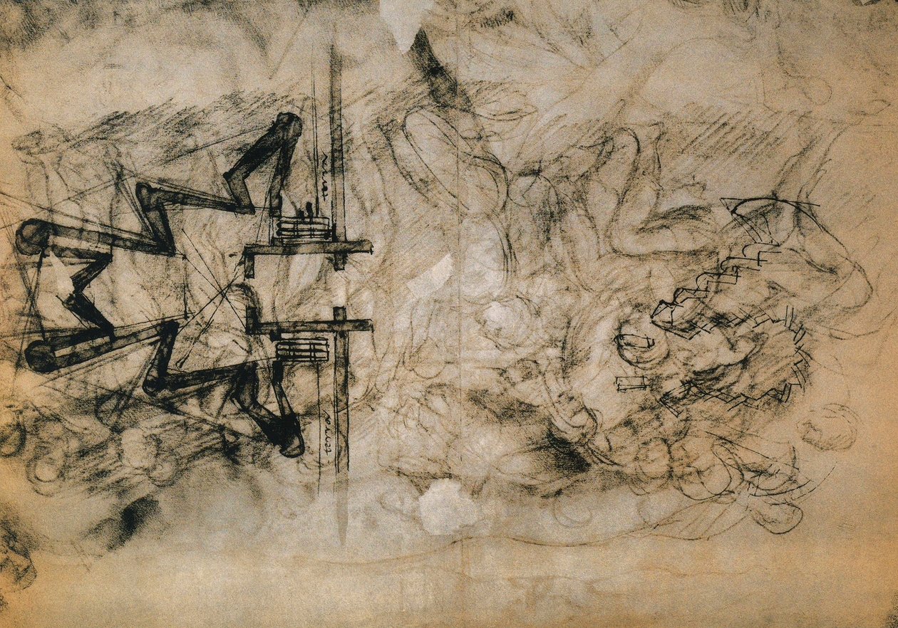 Studie av figurer og planer for festningen av Firenze; tegning av Michelangelo. Casa Buonarroti, Firenze av Michelangelo Buonarroti