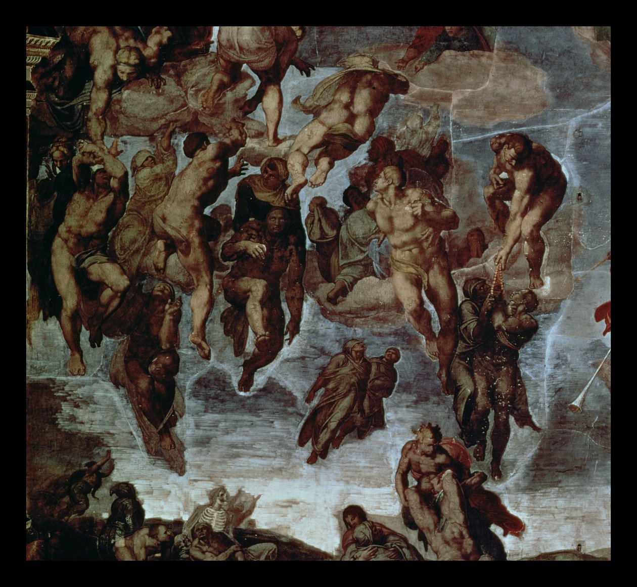 The Righteous Drawn up to Heaven, detalj fra The Last Judgement, i Det sixtinske kapell, ca. 1508-12 av Michelangelo Buonarroti