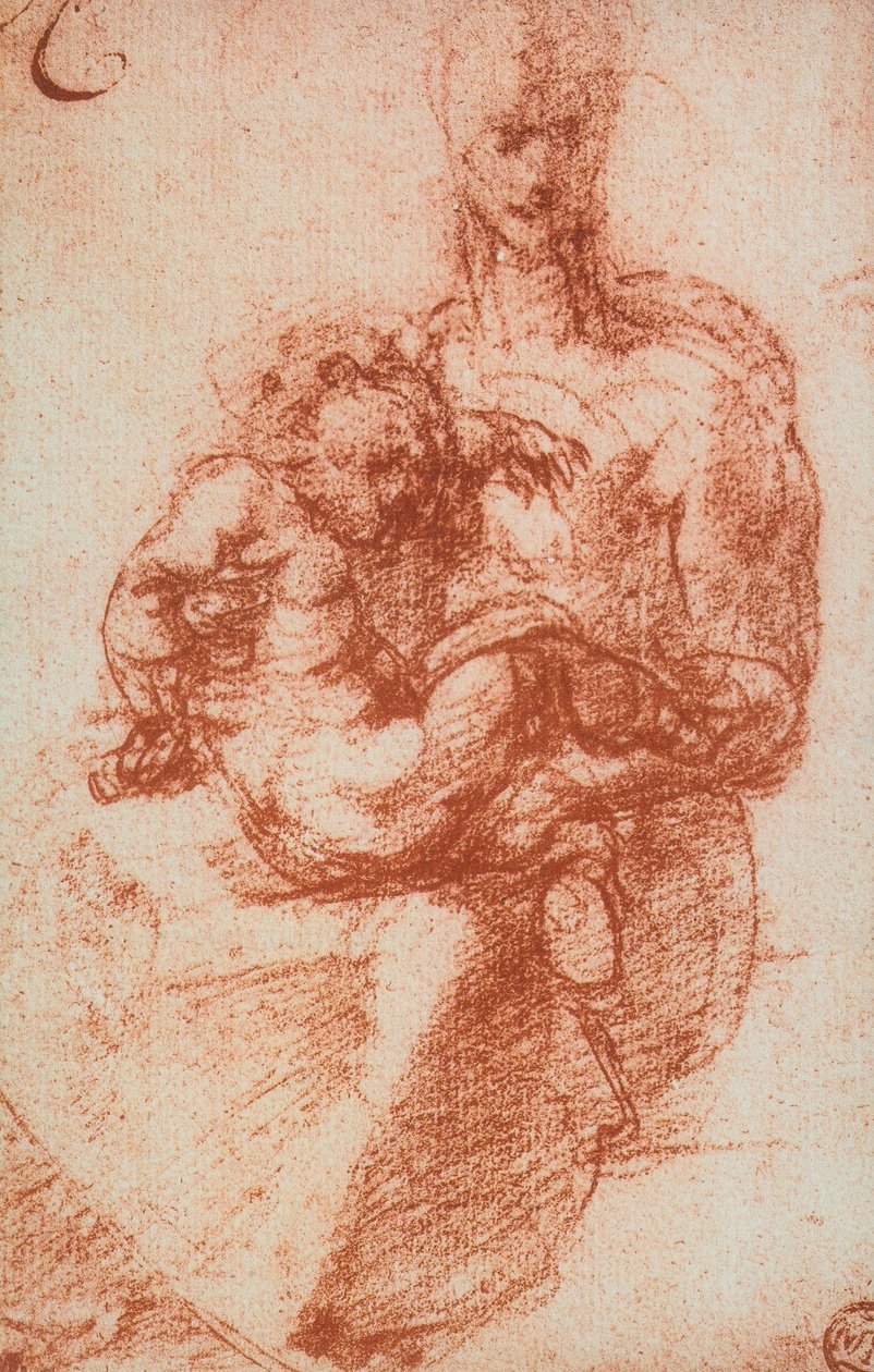 Jomfruen og barnet; tegning av Michelangelo. Louvre, Paris av Michelangelo Buonarroti