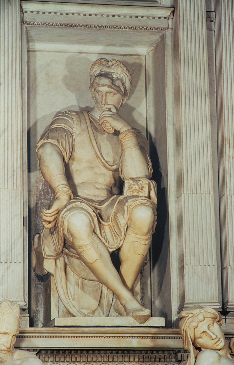 Graven til Lorenzo de Medici (marmor) (detalj) av Michelangelo Buonarroti