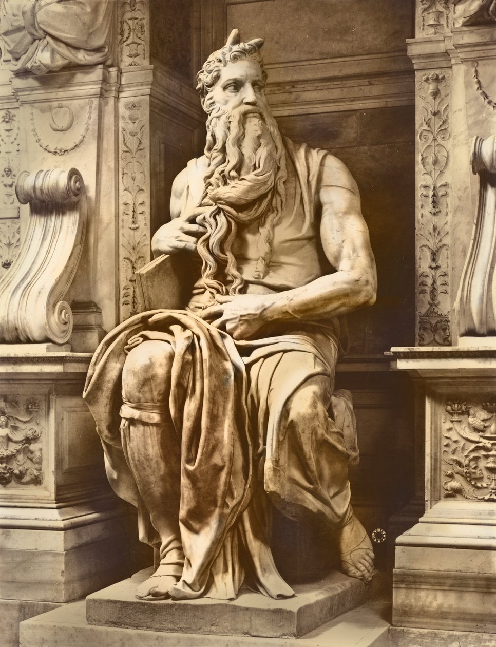 Graven til pave Julius II 1453-1513 detalj av Moses, 1513-16 marmor av Michelangelo Buonarroti