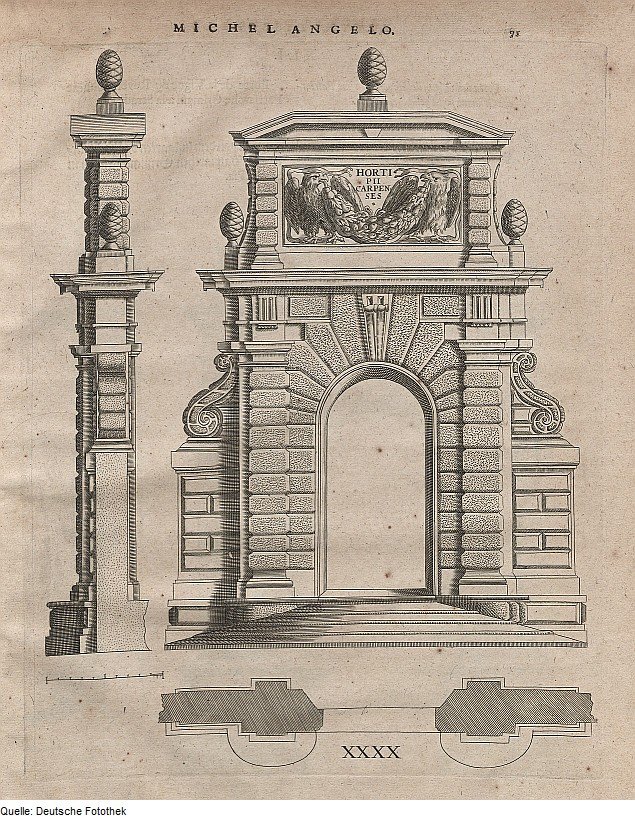 Port til fornøyelseshagen til Castello Sforza i Milano av Michelangelo Buonarroti