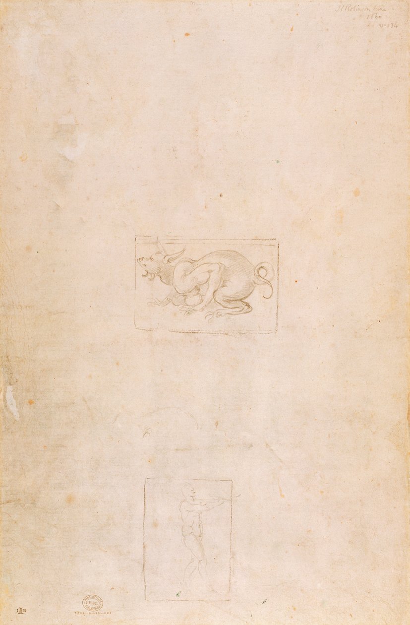 W.54 Studie av en drage av Michelangelo Buonarroti