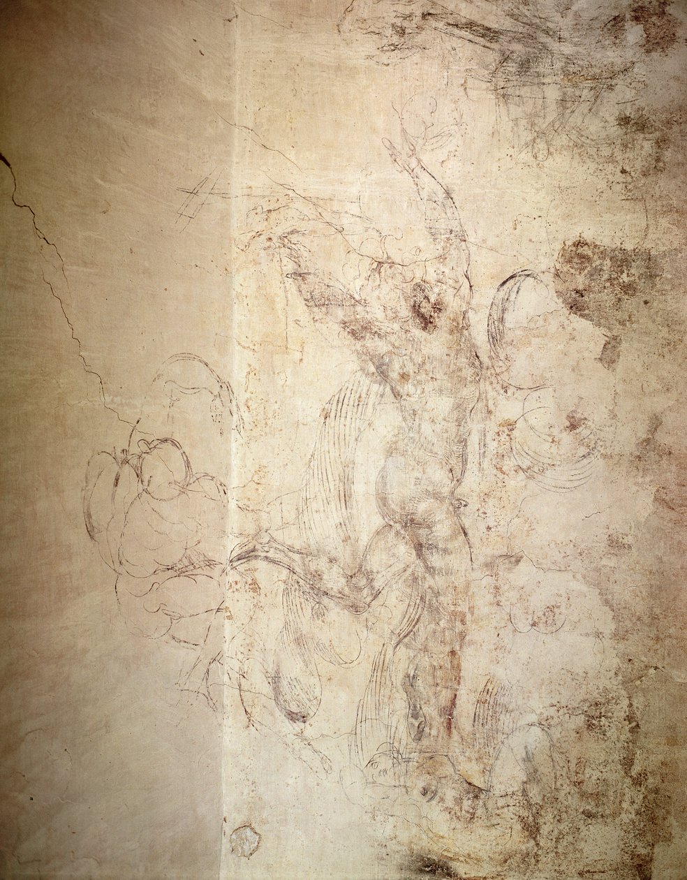 Veggtegning av en nakenfigur av Michelangelo Buonarroti