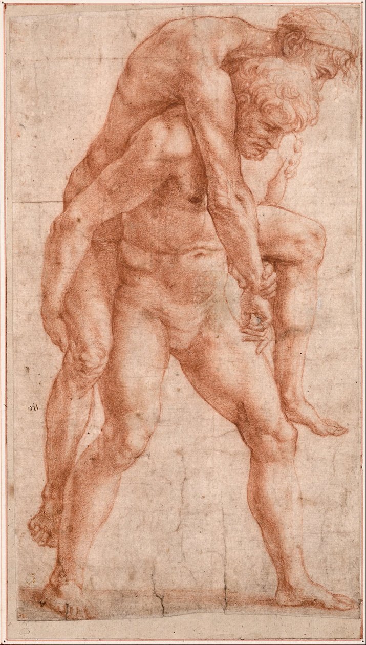 Ung mann som bærer en gammel mann på ryggen av Raffaello Sanzio Raphael