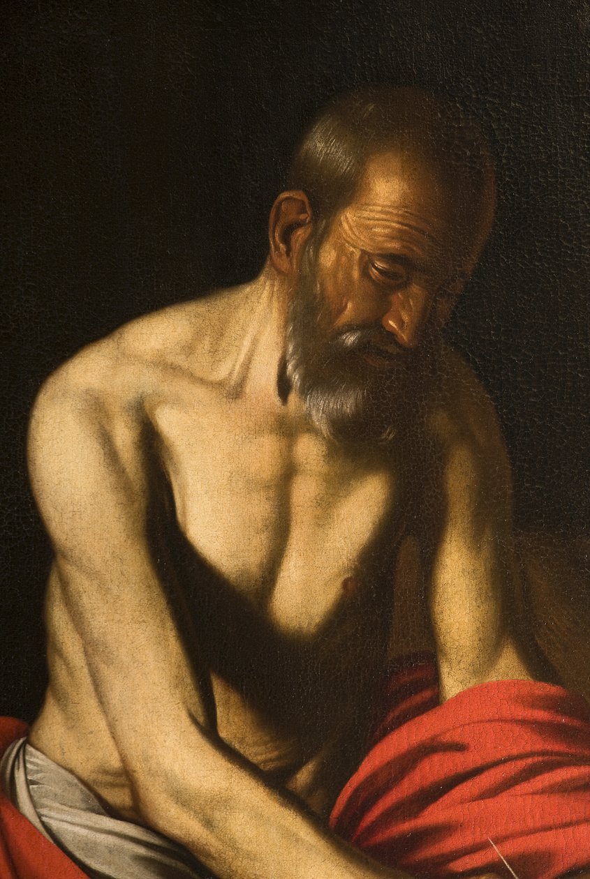 Saint Hieronymus, detalj av 3496231, 1607 av Michelangelo Merisi Caravaggio