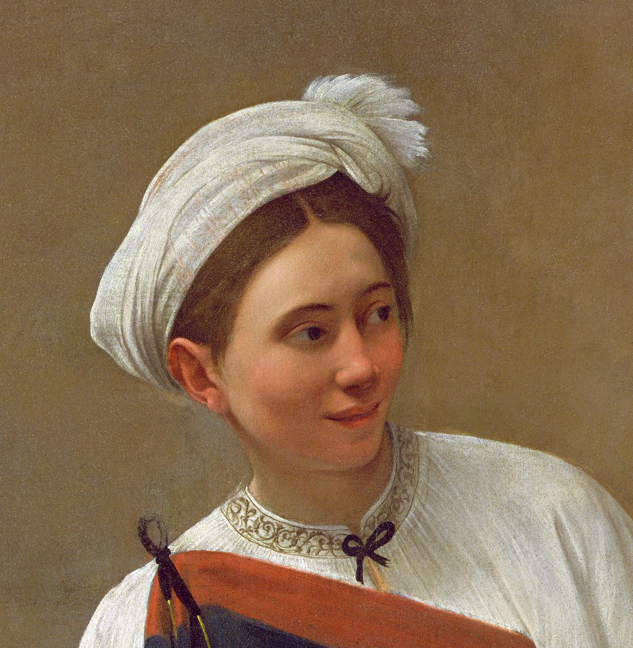 The Fortune Teller (La Buona Ventura), ca. 1594 (detalj av 58365) av Michelangelo Merisi Caravaggio