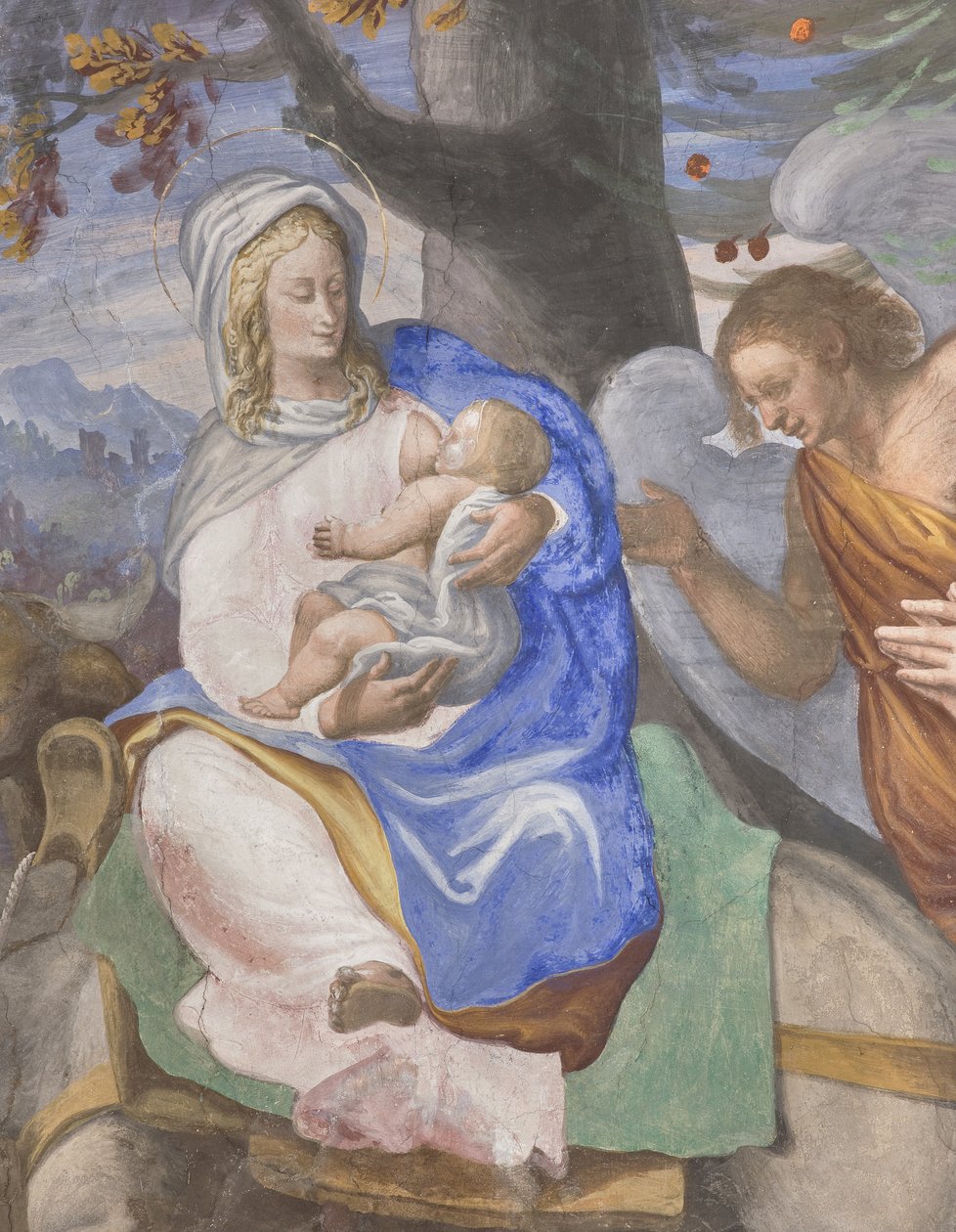 Scener fra Jomfru Marias liv, detalj av 3498750 og 3498755 av Michelangelo Carminati