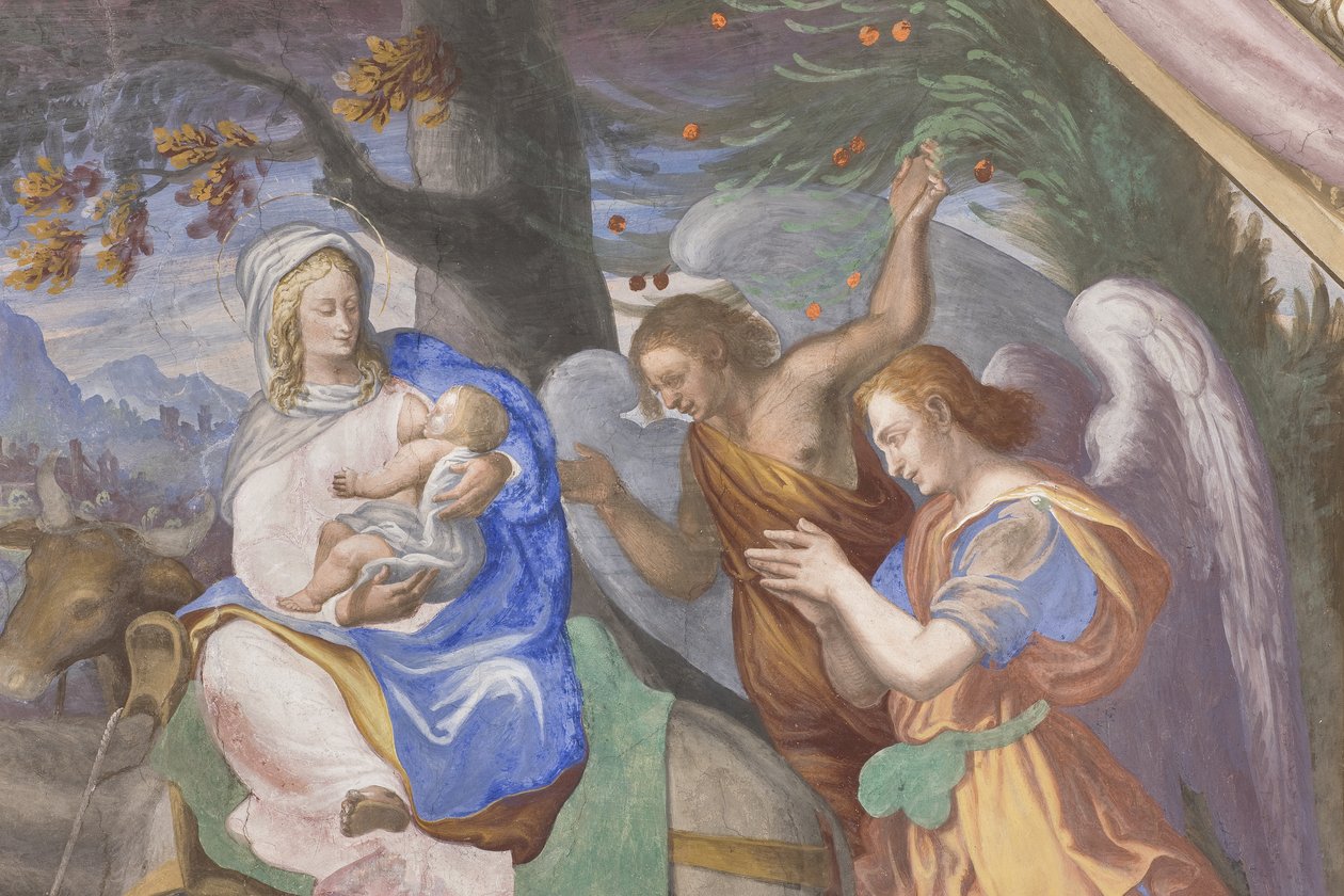 Scener fra Jomfru Marias liv, detalj på 3498750 av Michelangelo Carminati