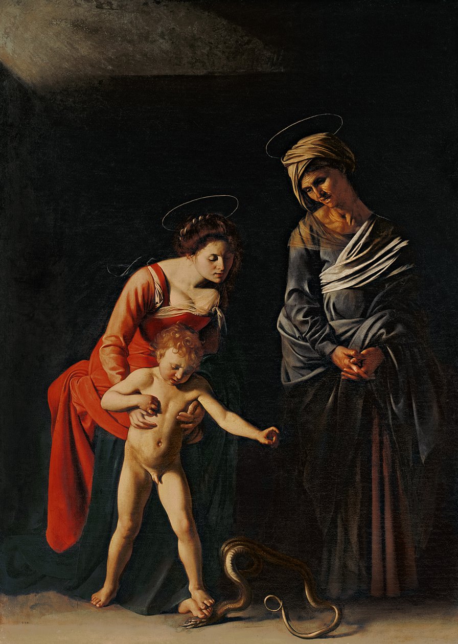 Madonna og barn med en slange, 1605 av Michelangelo Merisi Caravaggio