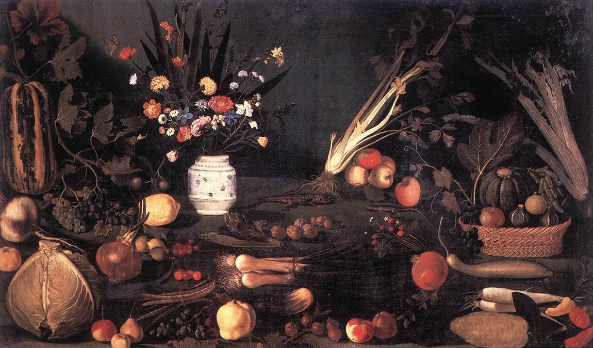 Stilleben med blomster og frukt av Michelangelo Merisi Caravaggio