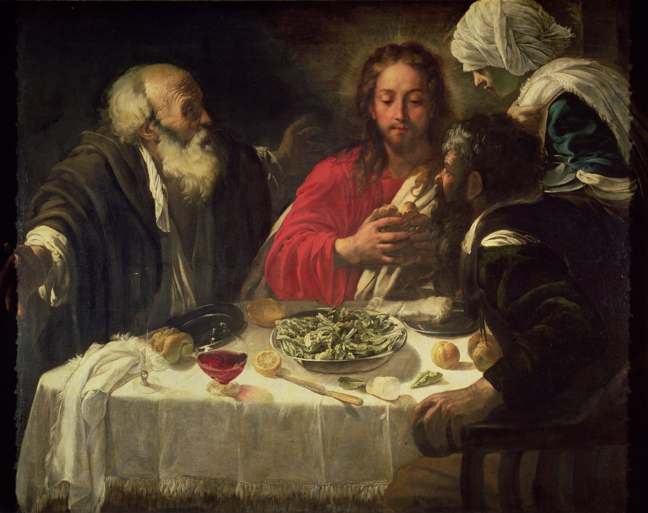 Nattverden i Emmaus, ca. 1614-21 av Michelangelo Merisi Caravaggio