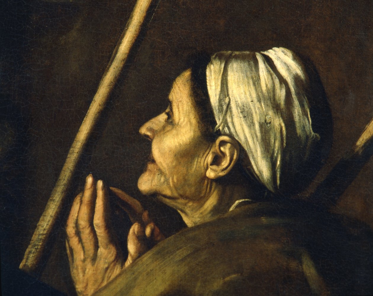 Detalj fra Madonna av Loreto, ca. 1606 av Michelangelo Merisi Caravaggio