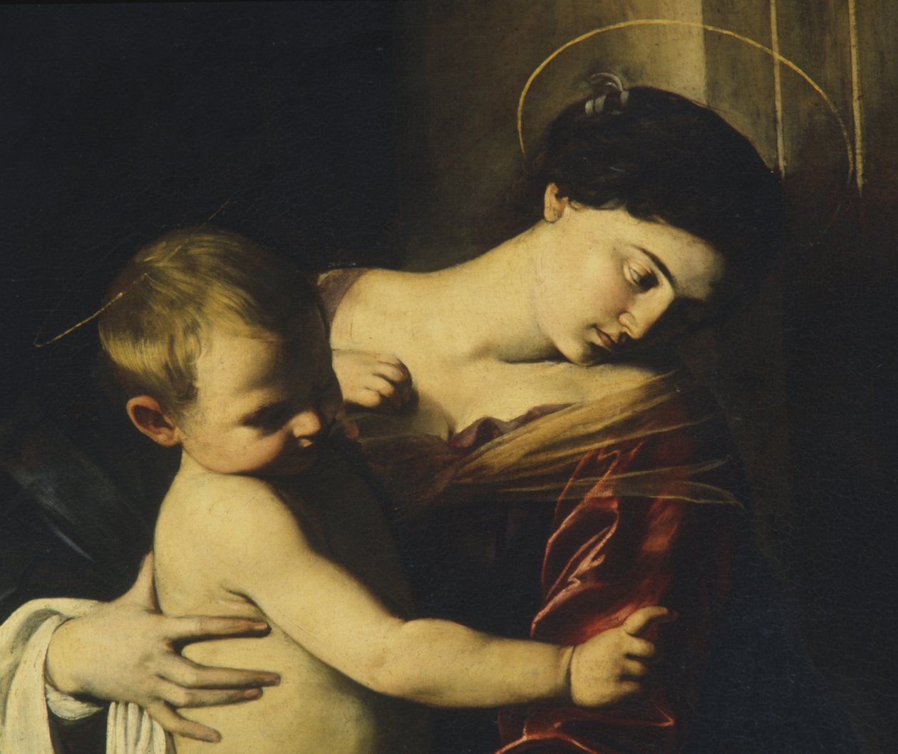 Detalj fra Madonna av Loreto, ca. 1606 av Michelangelo Merisi Caravaggio
