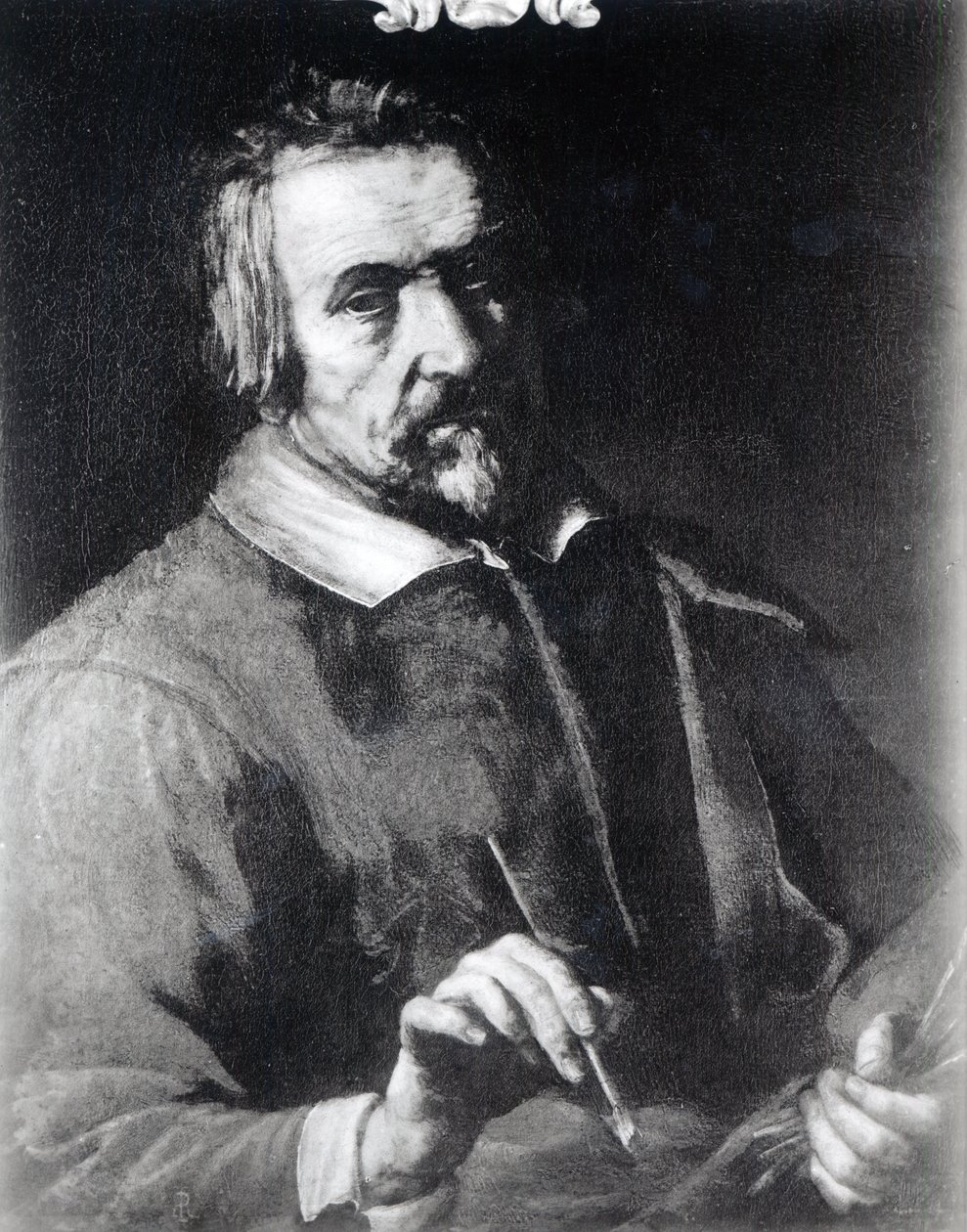 Selvportrett med pensel av Michelangelo Merisi Caravaggio