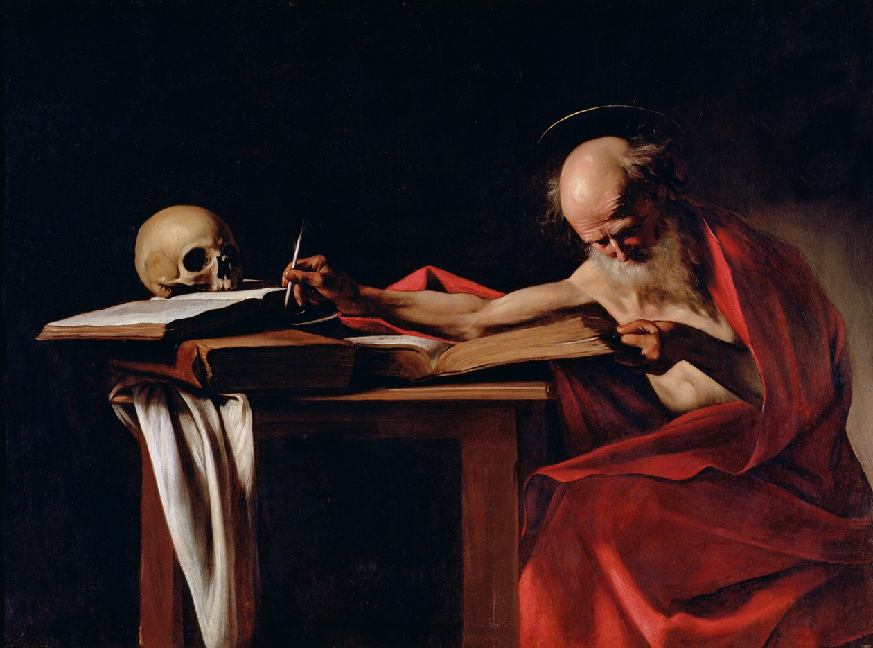St Jerome Writing, ca. 1604 (for detaljer se 64912) av Michelangelo Merisi Caravaggio