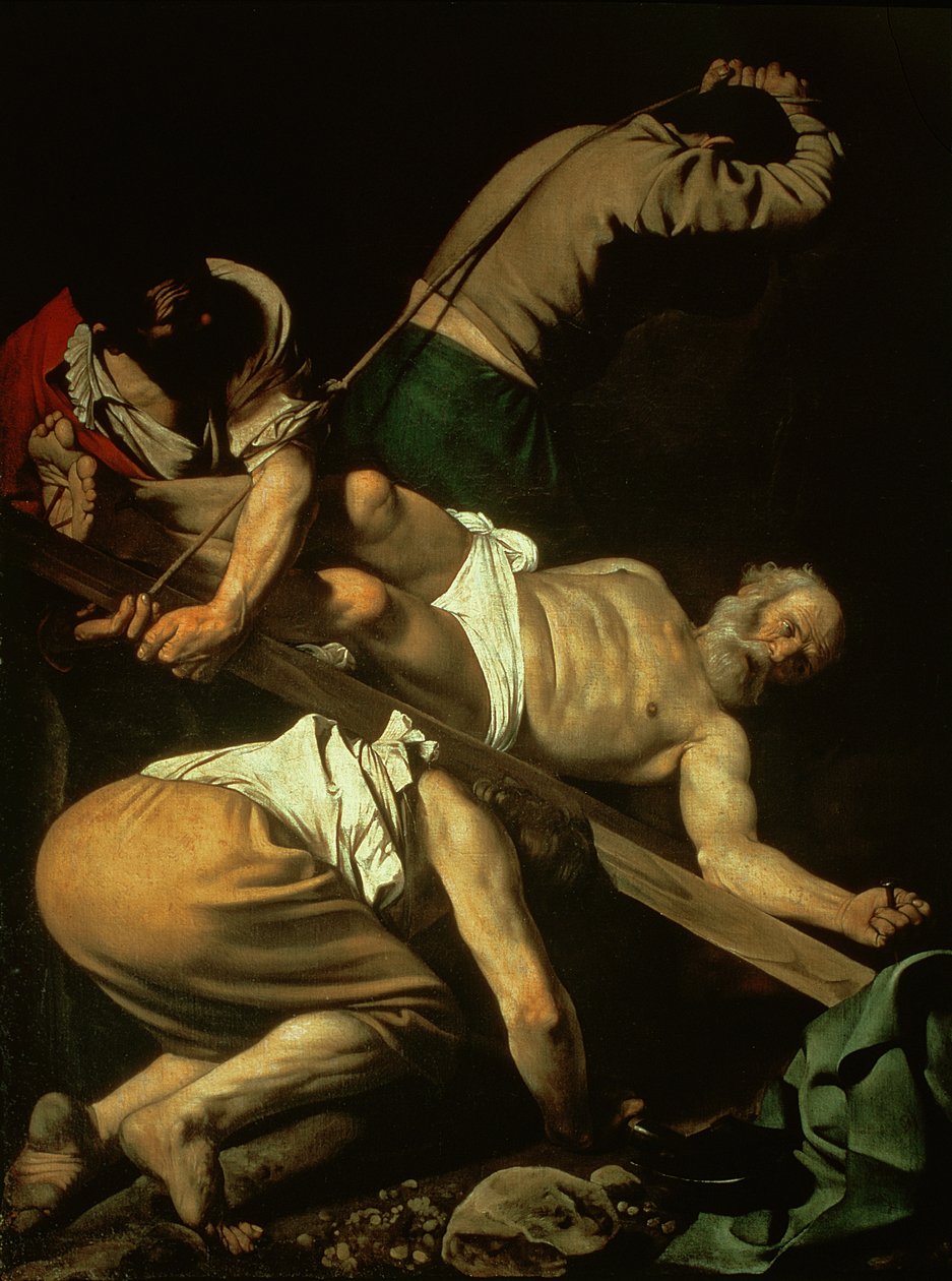 Korsfestelsen av St. Peter, 1600-01 av Michelangelo Merisi Caravaggio