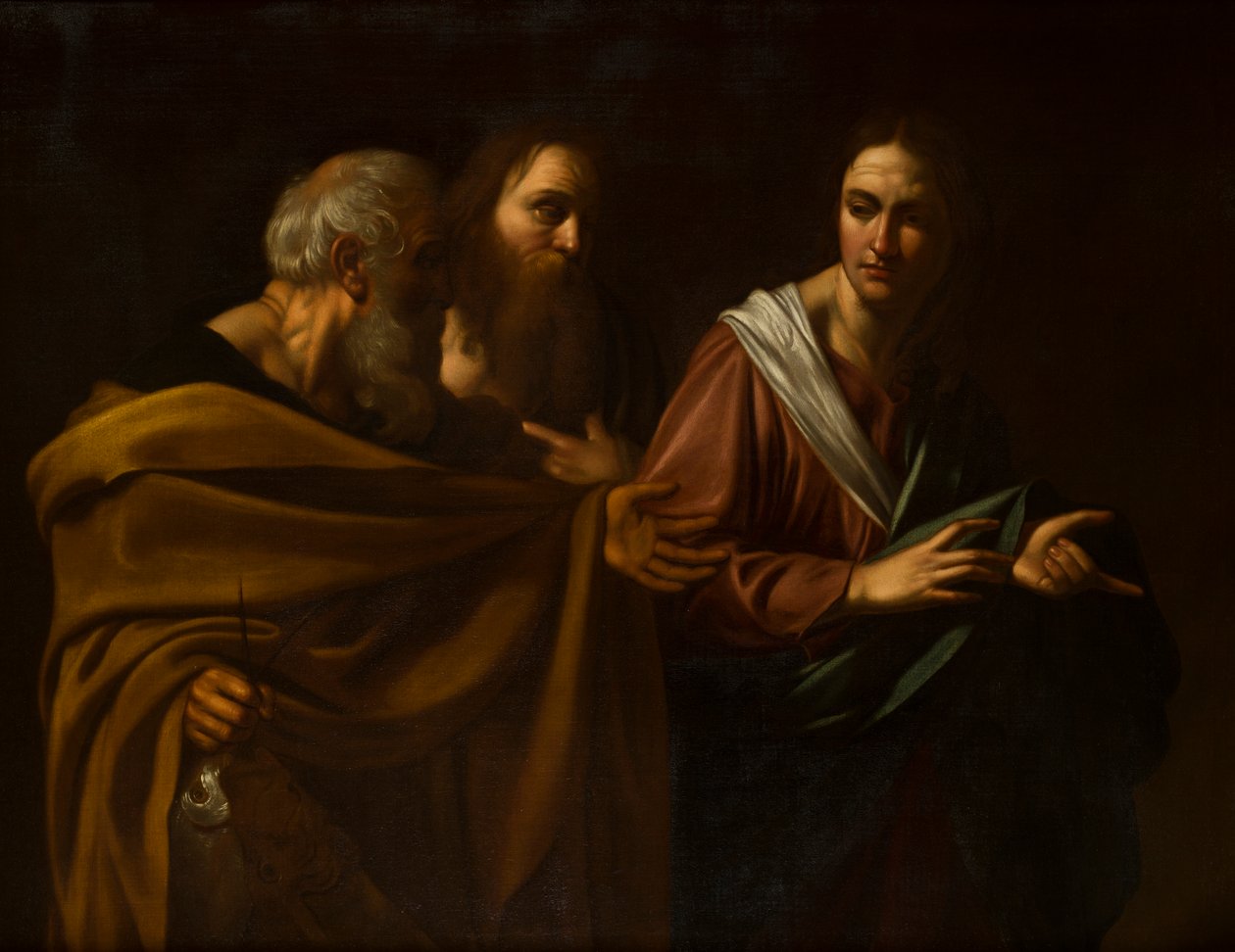 Kallet til de hellige Peter og Andreas, ca. 1593-1610 (olje på lerret) av Michelangelo (after) Caravaggio