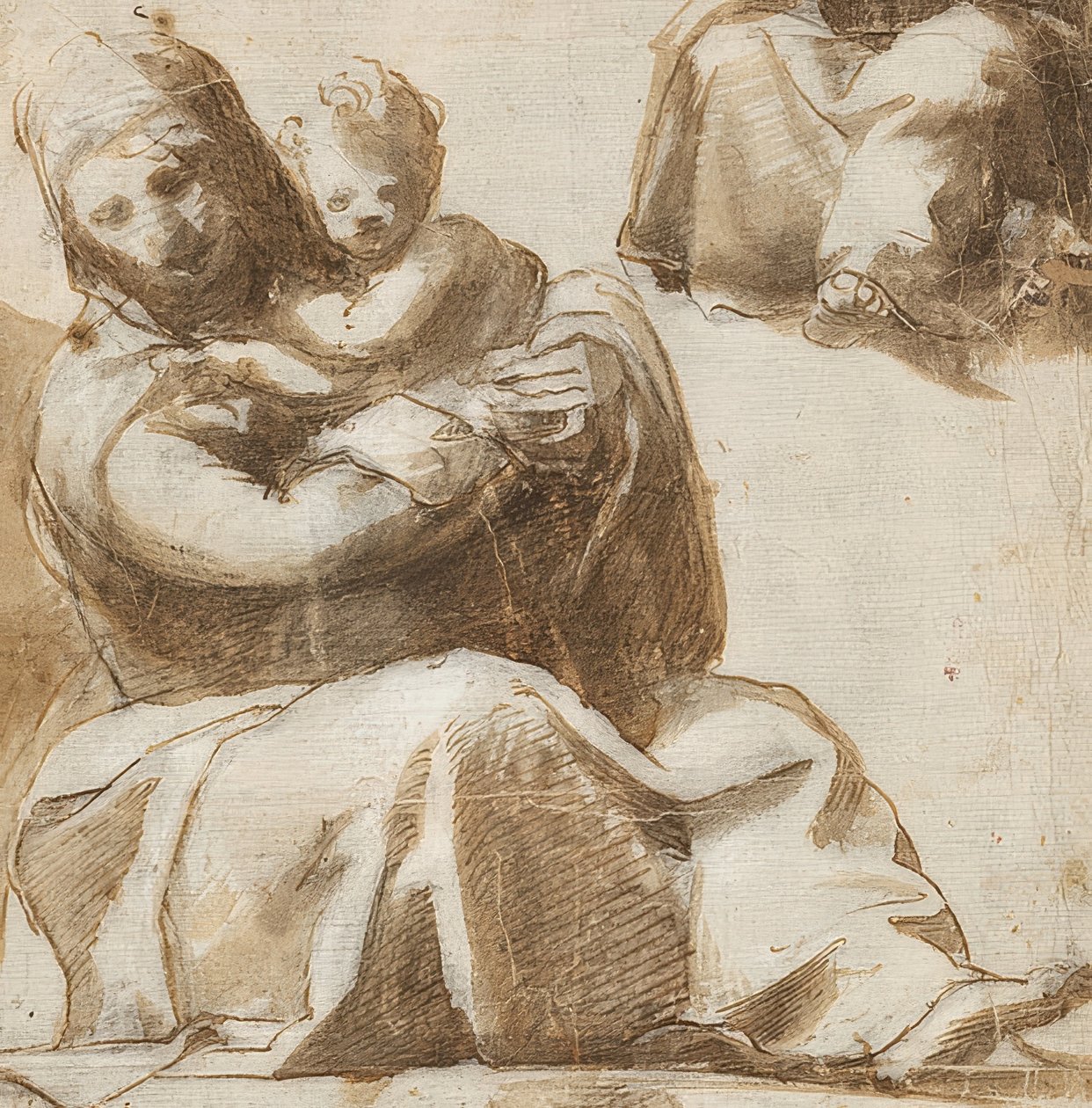 Sittende Madonna og barn. Rundt 1525 (?) av Michelangelo Anselmi