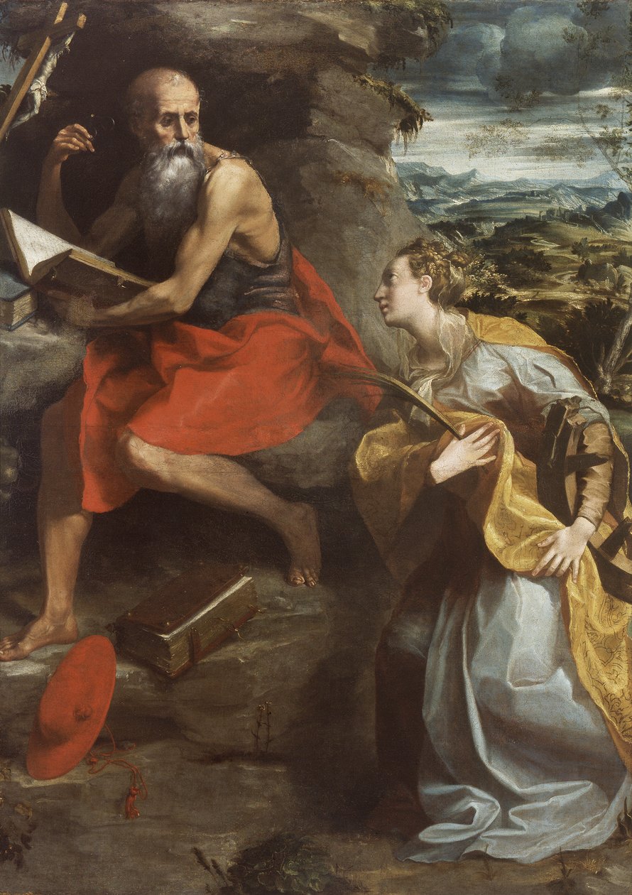 St. Hieronymus og St. Katarina av Alexandria av Michelangelo Anselmi