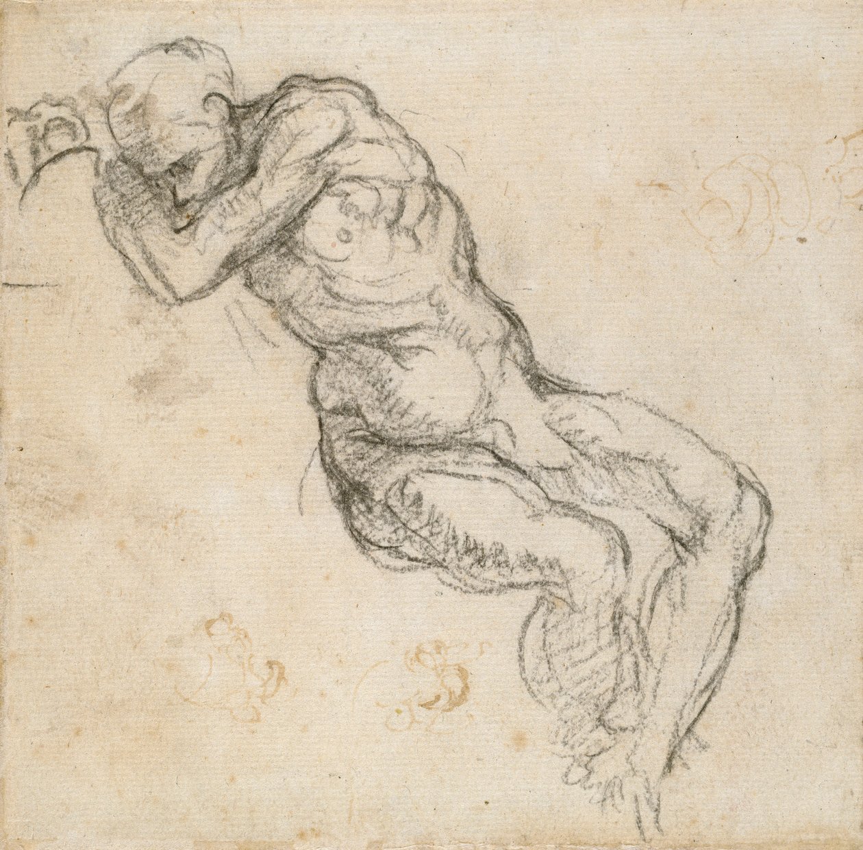 En naken mann som sover, c1490-1560 av Michelangelo Buonarroti