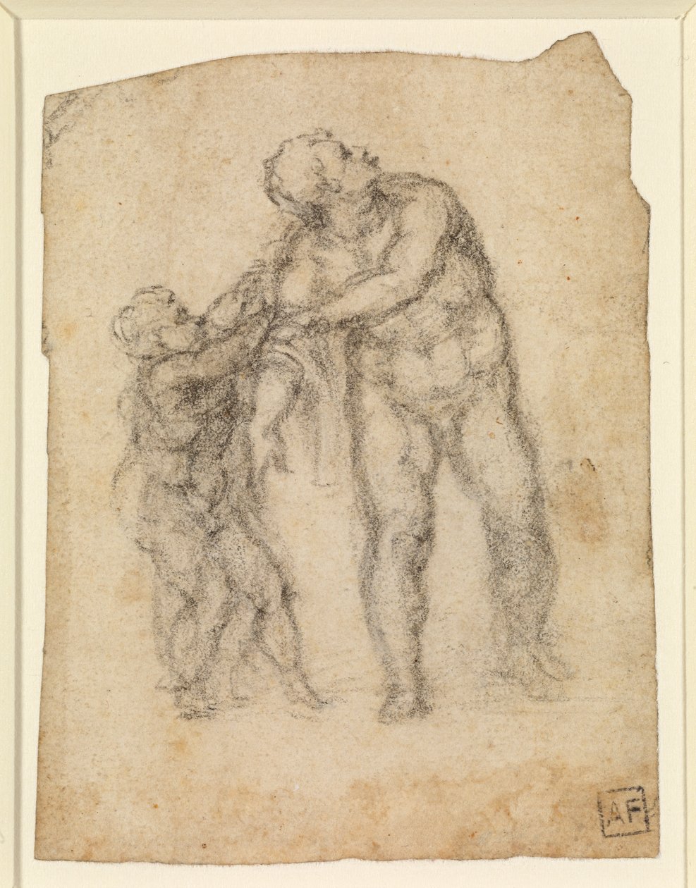 Aeneas og et barn (recto) (blyant på papir) [se 5934523] av Michelangelo Buonarroti