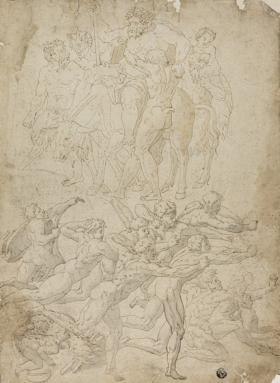 Bueskyttere som skyter mot en Herm, Triumph of Bacchus og andre studier av Michelangelo Buonarroti