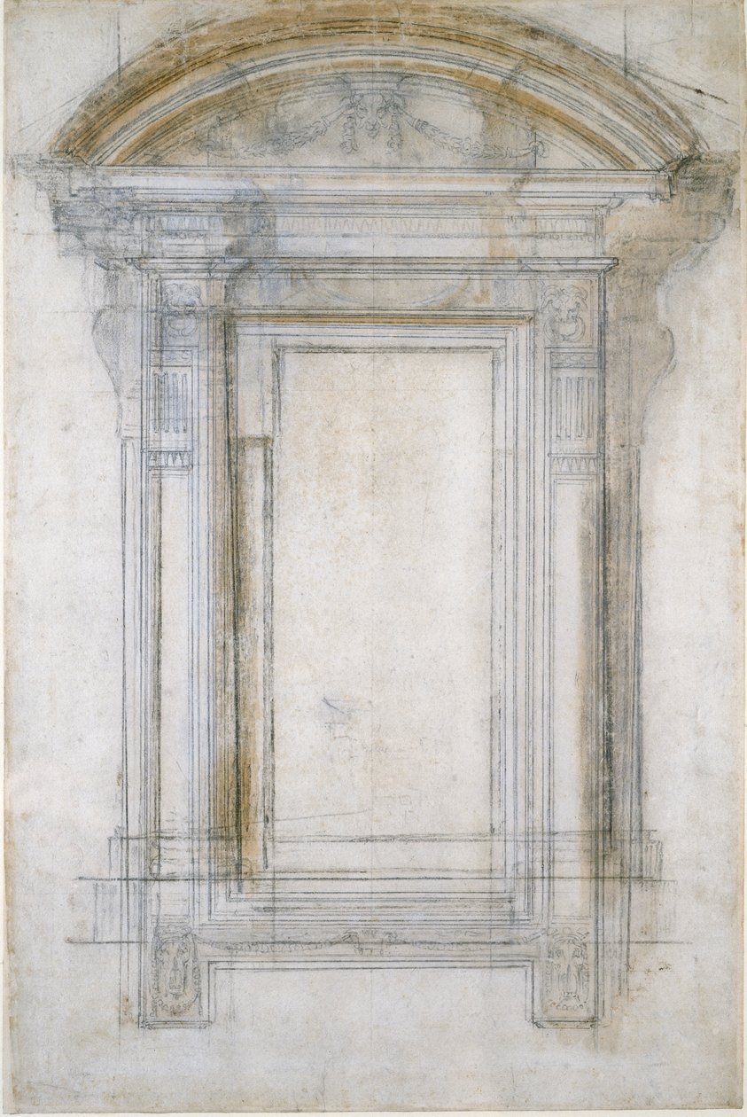 Design for et vindu, c1490-1560 av Michelangelo Buonarroti