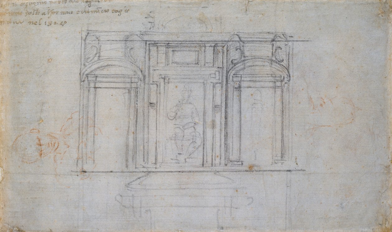 Design for en av Medici-gravene, tidlig på 1500-tallet av Michelangelo Buonarroti