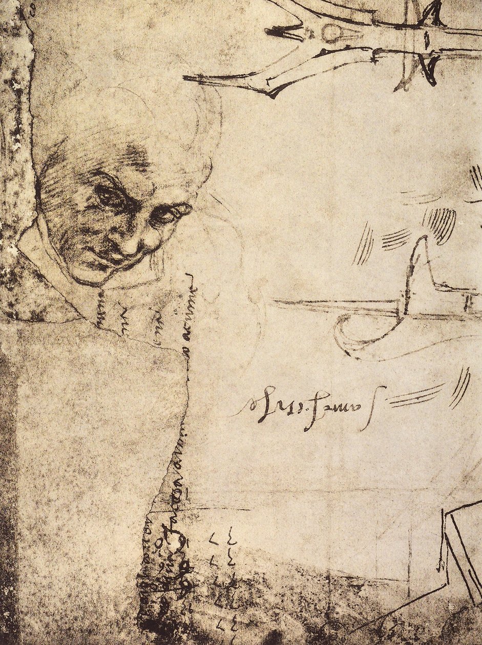Ansikt, tegning av Michelangelo, Cabinet of Drawings and Prints, Uffizi Gallery, Firenze av Michelangelo Buonarroti