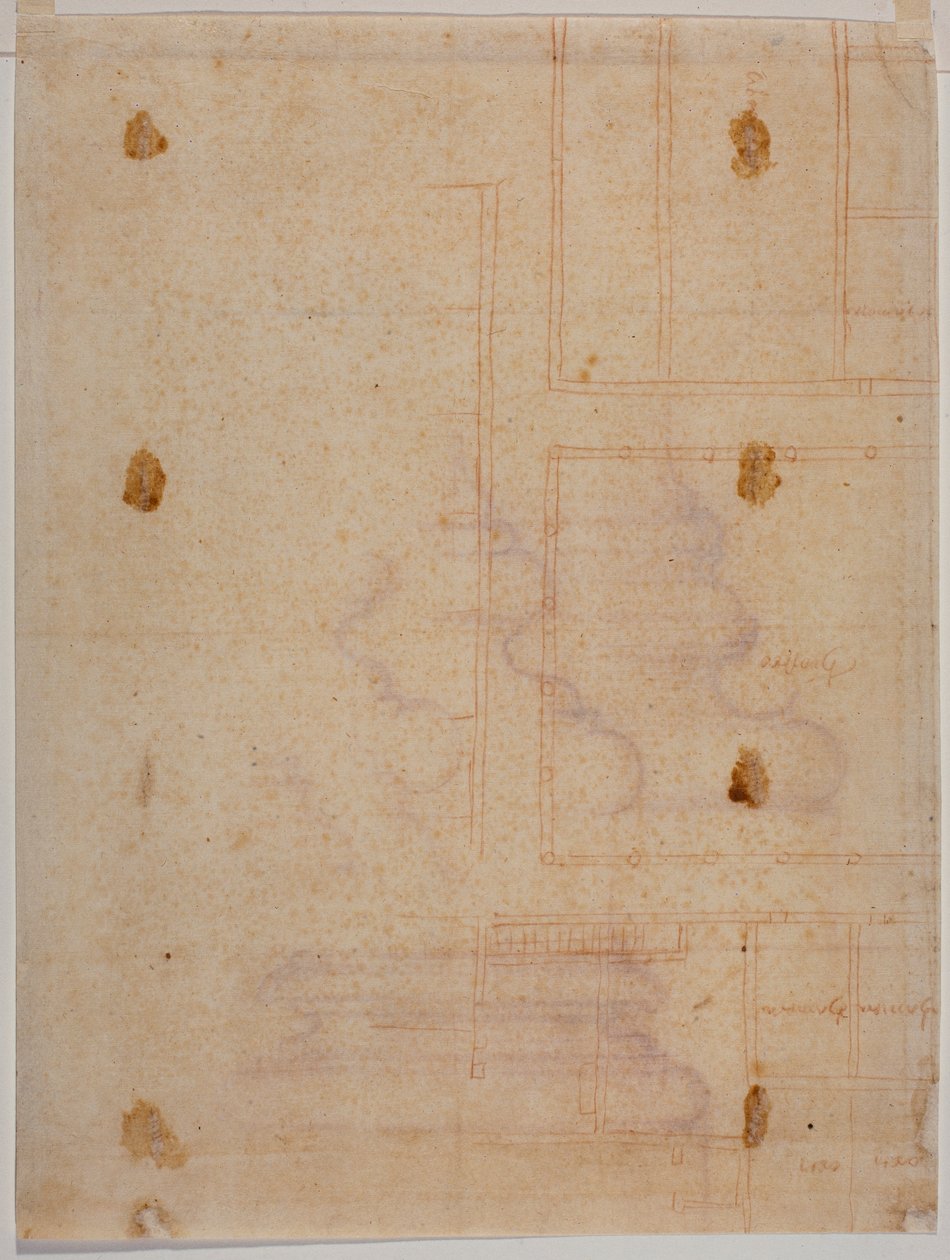 Fragmentarisk plantegning av klosteret i San Lorenzo av Michelangelo Buonarroti