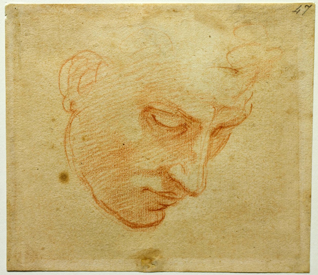 Head Study til taket i Det sixtinske kapell, ca 1509-1510 av Michelangelo Buonarroti