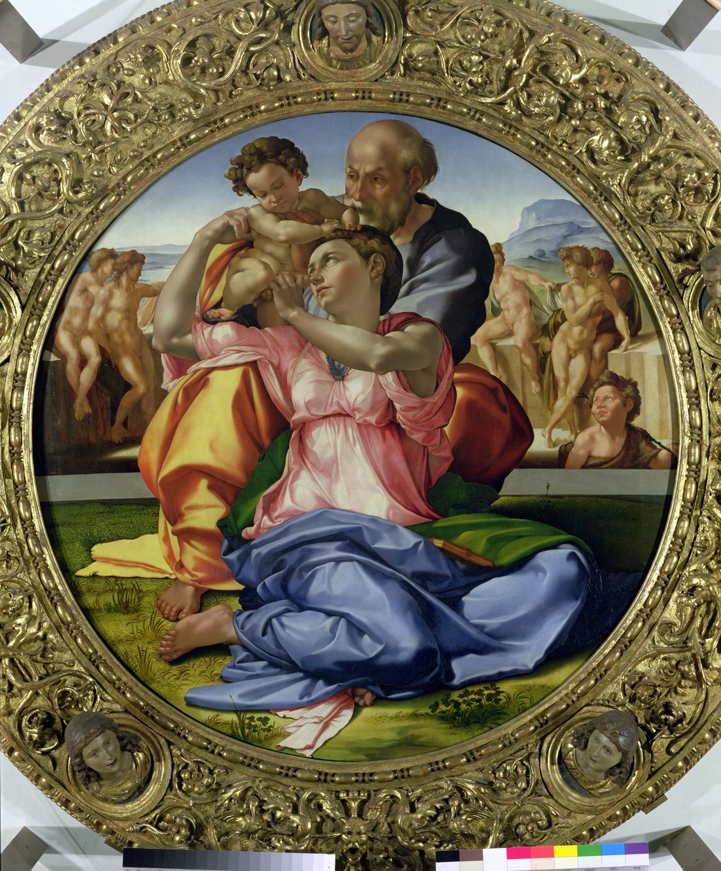 Hellig familie med St. Johannes (Doni Tondo) 1504-05 (se også 30103) av Michelangelo Buonarroti