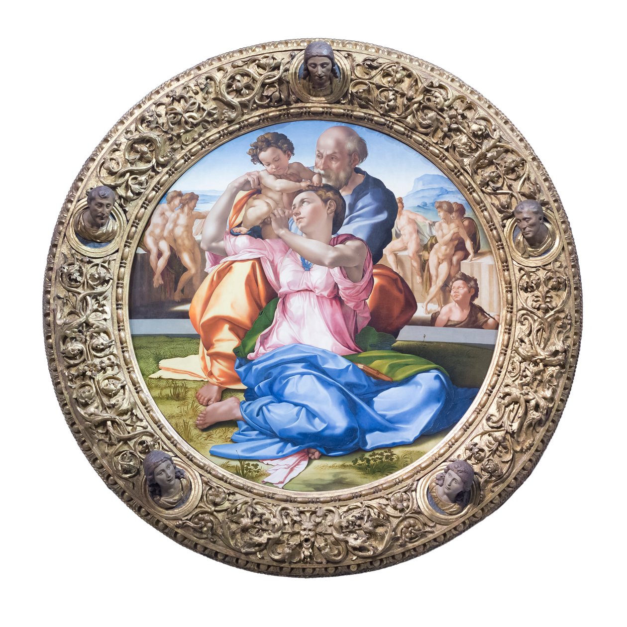 Hellig familie med den unge døperen Johannes, kjent som "Doni tondo" av Michelangelo Buonarroti