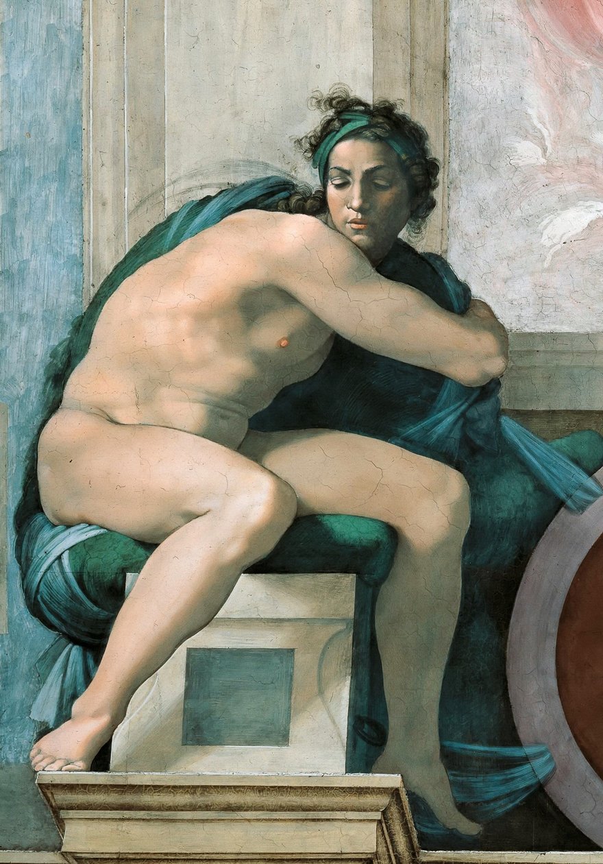 Ignudo Det sixtinske kapells tak i Vatikanet, 1508-1512. av Michelangelo Buonarroti