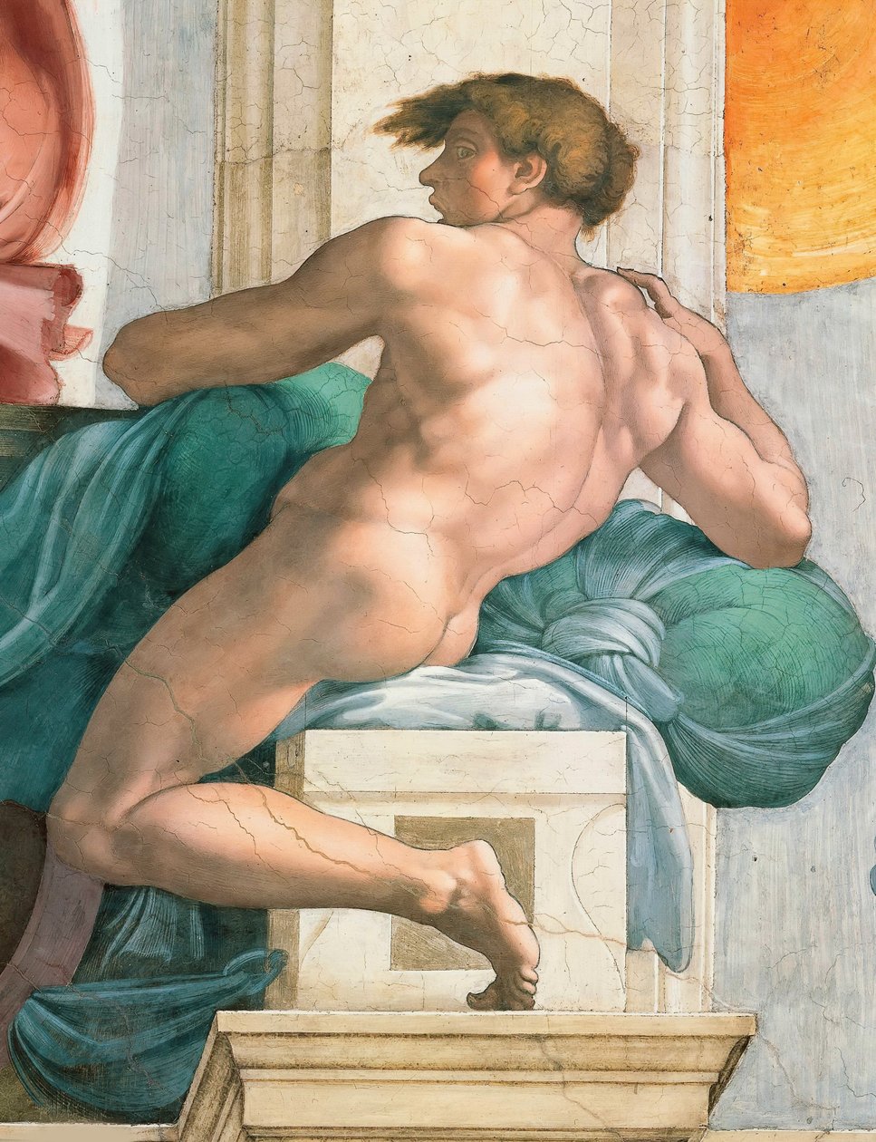 Ignudo Det sixtinske kapells tak i Vatikanet, 1508-1512. av Michelangelo Buonarroti