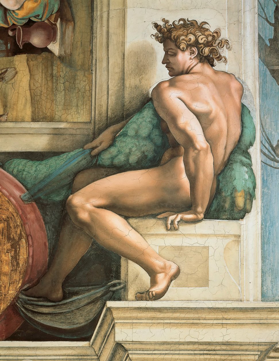 Ignudo Det sixtinske kapells tak i Vatikanet, 1508-1512. av Michelangelo Buonarroti